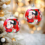 Esferas Navideñas color Rojo con Diseño de Mickey Mouse