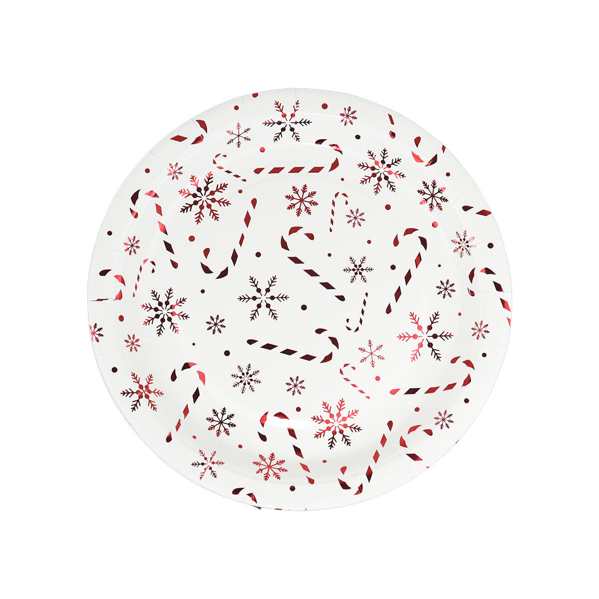 Set de 10 Platos de Cartón con Diseño de Navidad color Blanco