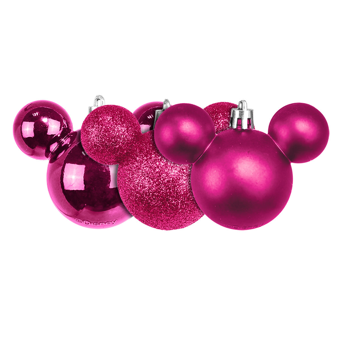 Set de 3 Esferas Navideñas color Fucsia en Forma de Mickey Mouse