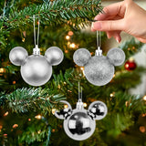 Set de 3 Esferas Navideñas color Plata en Forma de Mickey Mouse