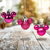 Set de 8 Esferas Navideñas color Fucsia en Forma de Mickey Mouse