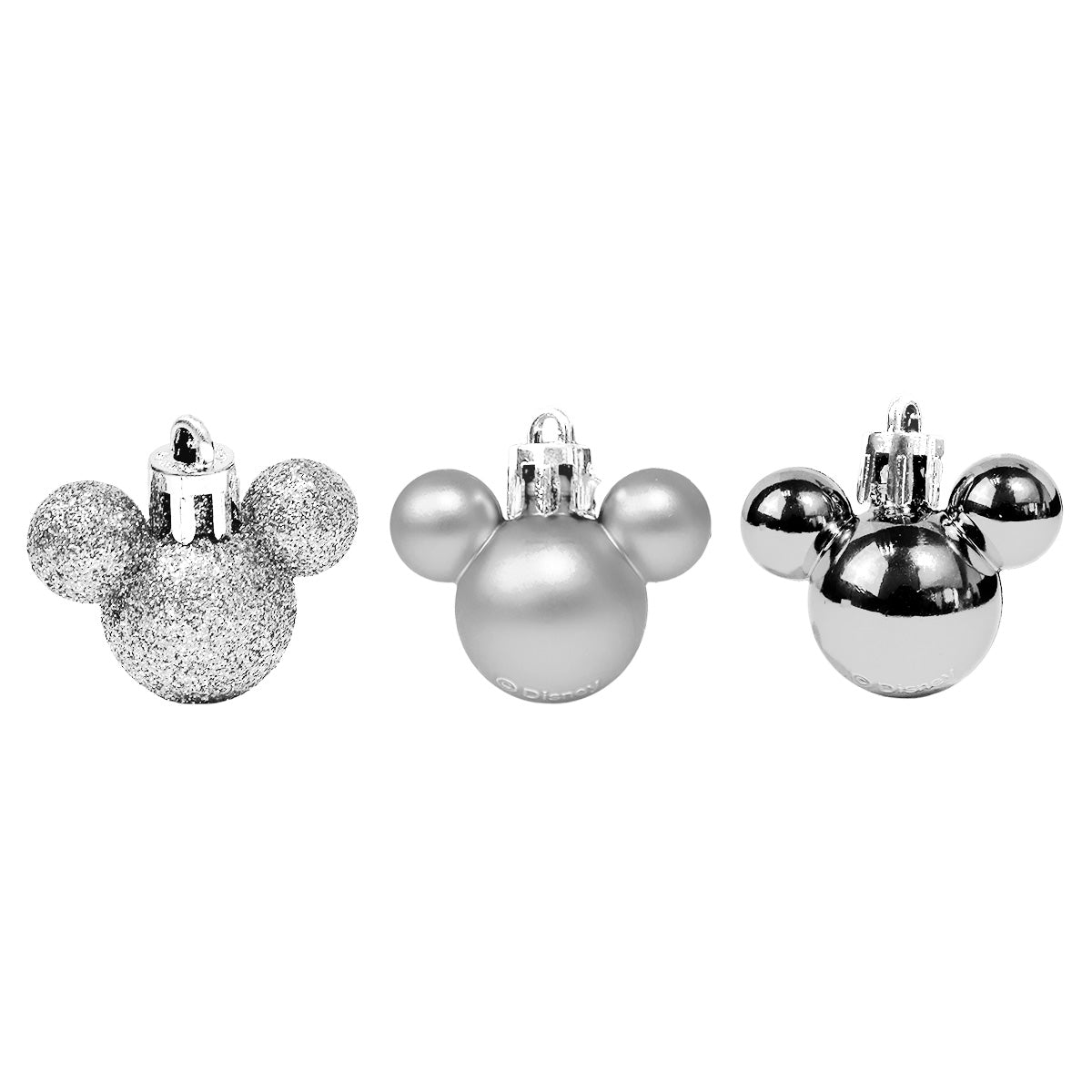 Set de 8 Esferas Navideñas color Plata en Forma de Mickey Mouse