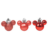 Set de 8 Esferas Navideñas color Rojo en Forma de Mickey Mouse