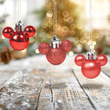 Set de 8 Esferas Navideñas color Rojo en Forma de Mickey Mouse