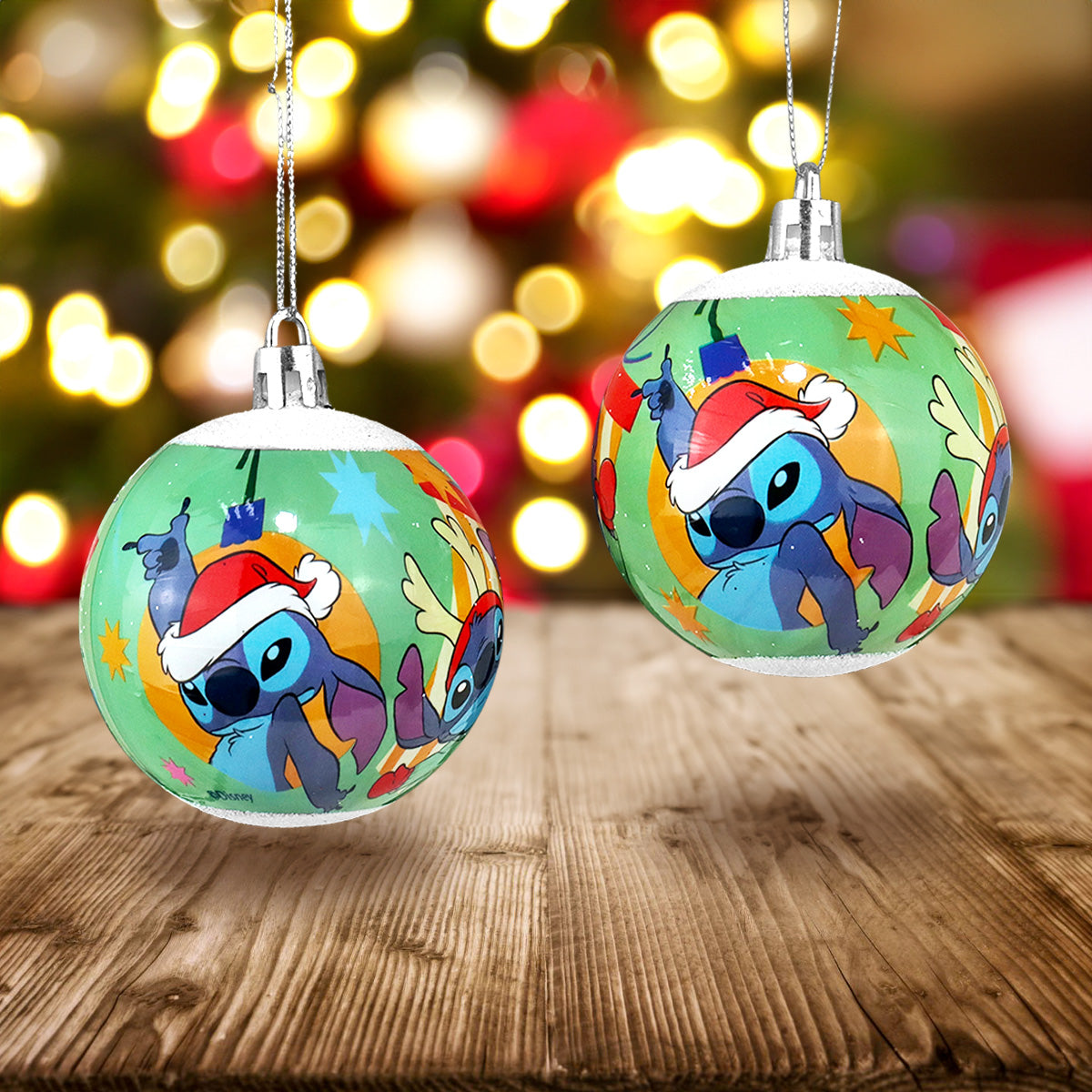 Esferas Navideñas con Diseño de Stitch