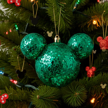 Esfera Navideña Brillante, Mickey, Color Verde