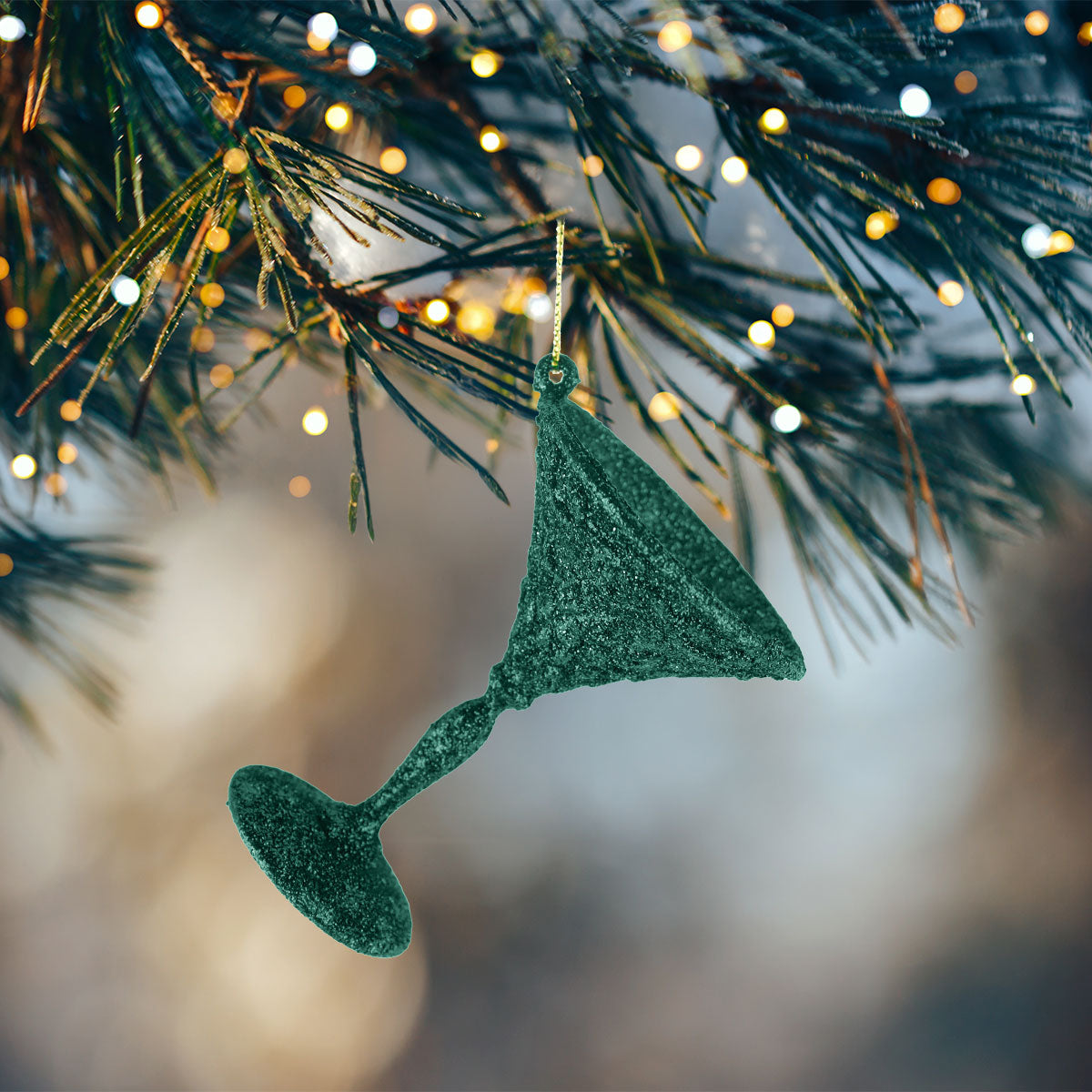 Ornamento en Forma de Copa de Navidad con Diamantina color Verde