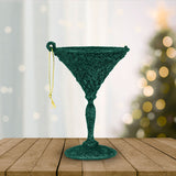 Ornamento en Forma de Copa de Navidad con Diamantina color Verde