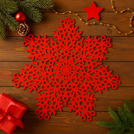 Mantel Individual en Forma de Copo de Nieve color Rojo