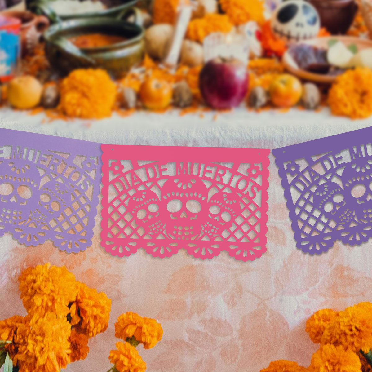 Papel Picado con Temática de Día de Muertos,1.5m