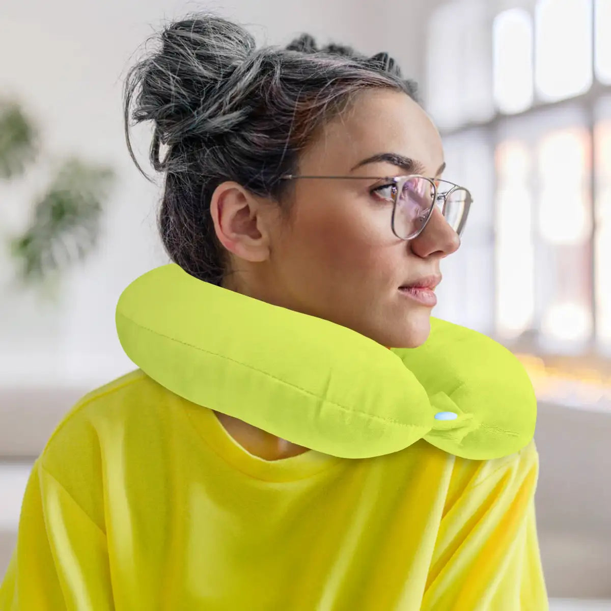 Almohada de Viaje Ergonómica, Color Lima