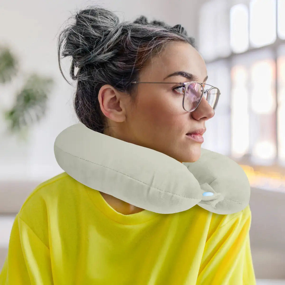 Almohada de Viaje Ergonómica, Color Verde Menta