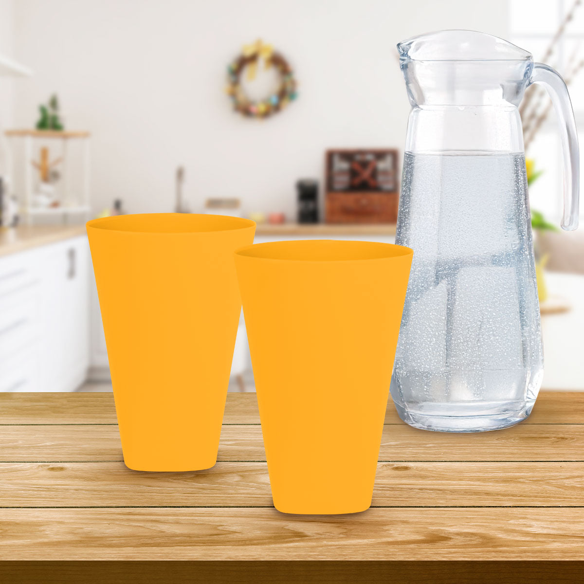 Set de 2 Vasos de Plástico, Color Naranja
