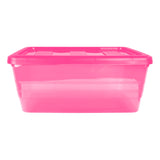 Caja de Plástico con Tapa, Color Rosa