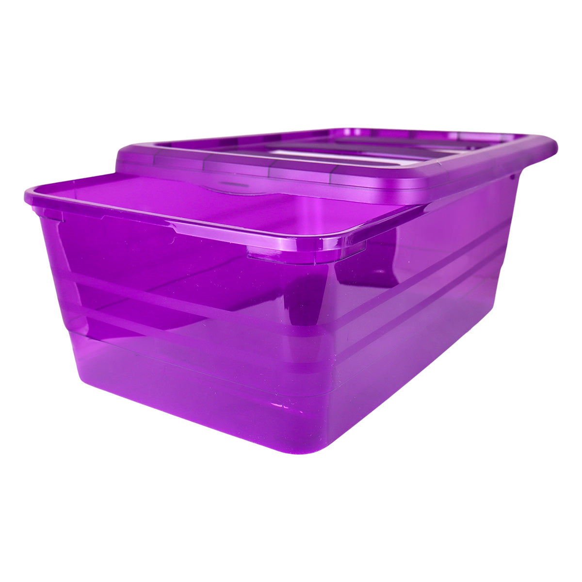 Caja de Plástico con Tapa, Color Morado