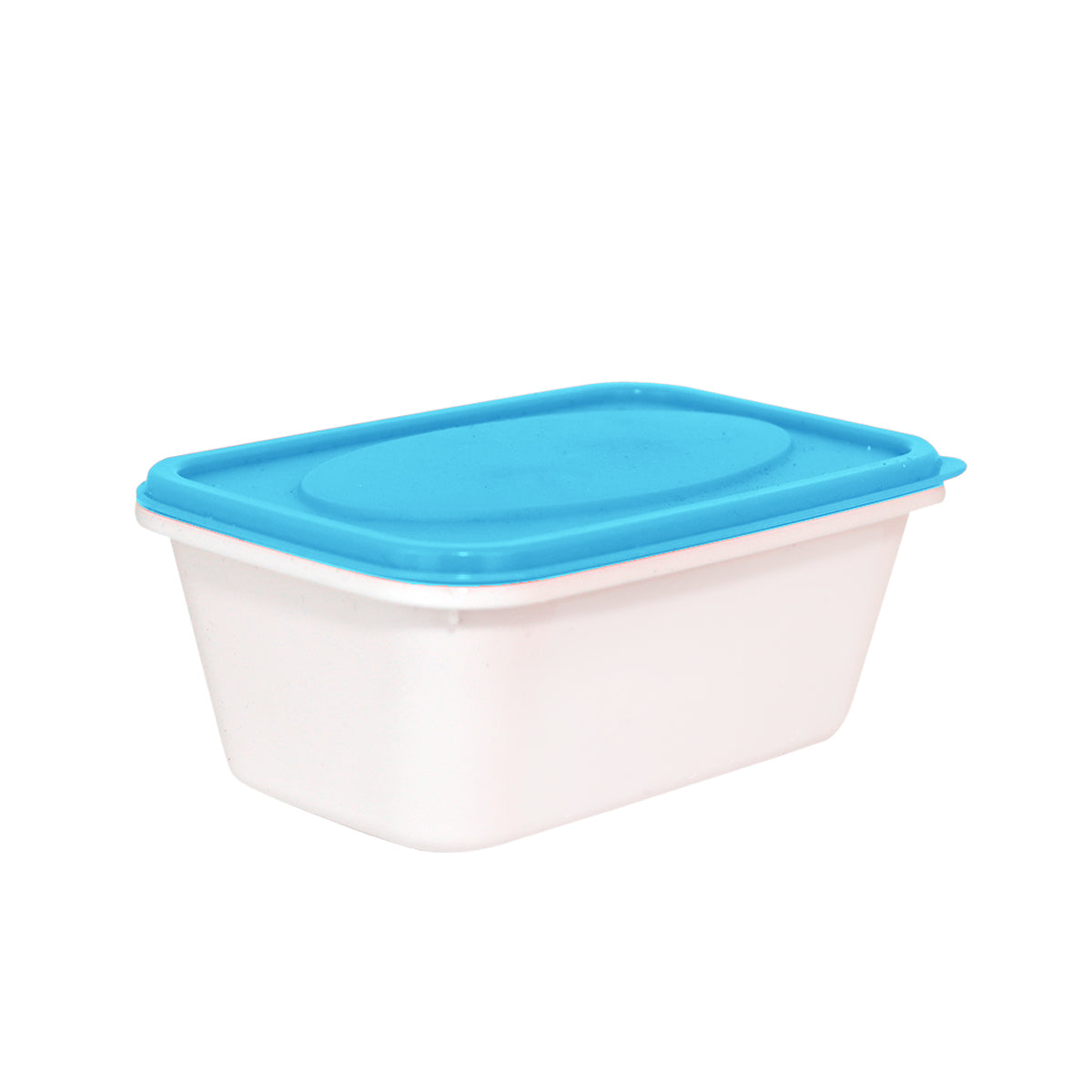 Contenedor Rectangular de Plástico color Blanco/Azul para Alimentos, 250ml