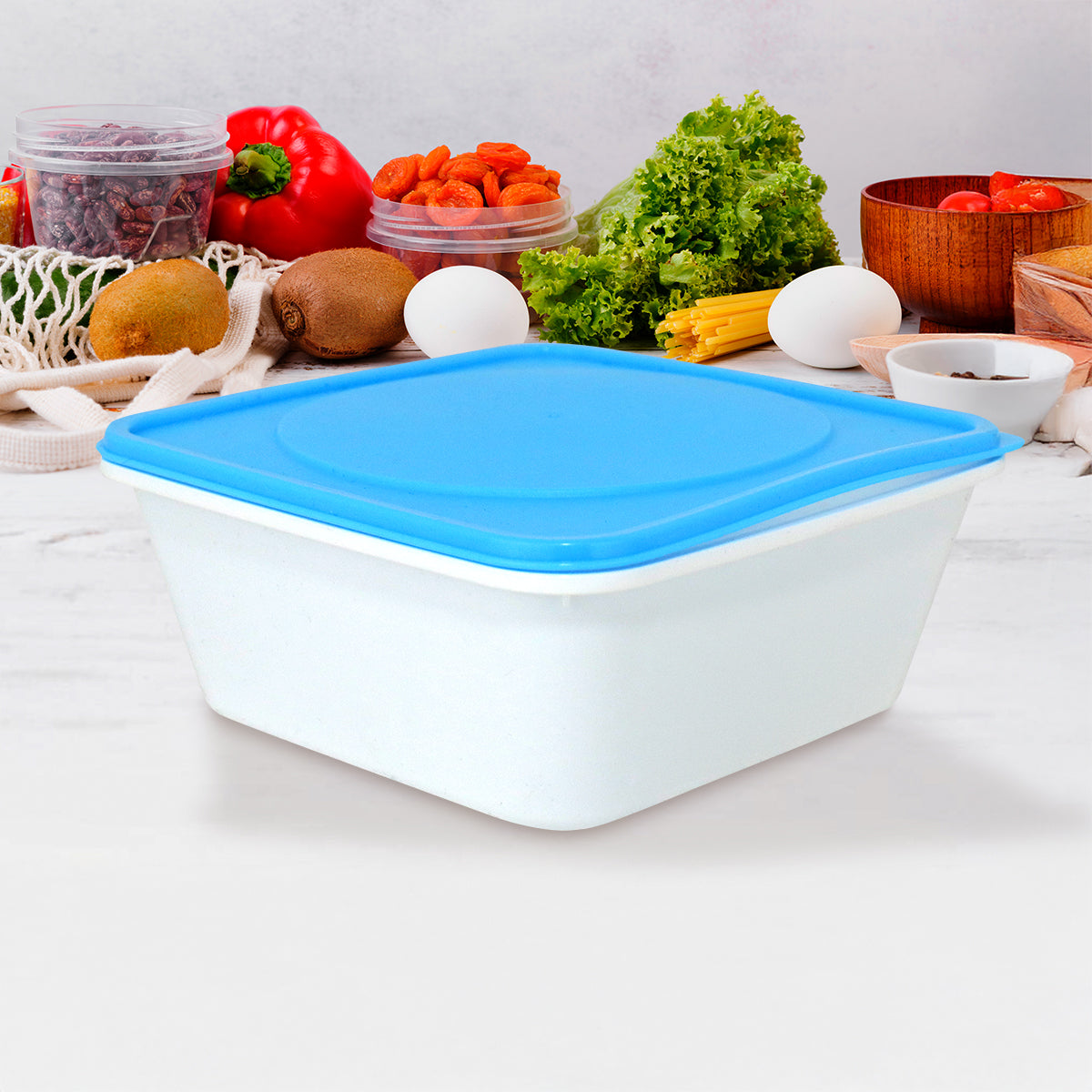 Contenedor Rectangular de Plástico color Azul para Alimentos, 800ml