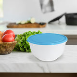 Contenedor Redondo de Plástico color Blanco/Azul para Alimentos, 820ml