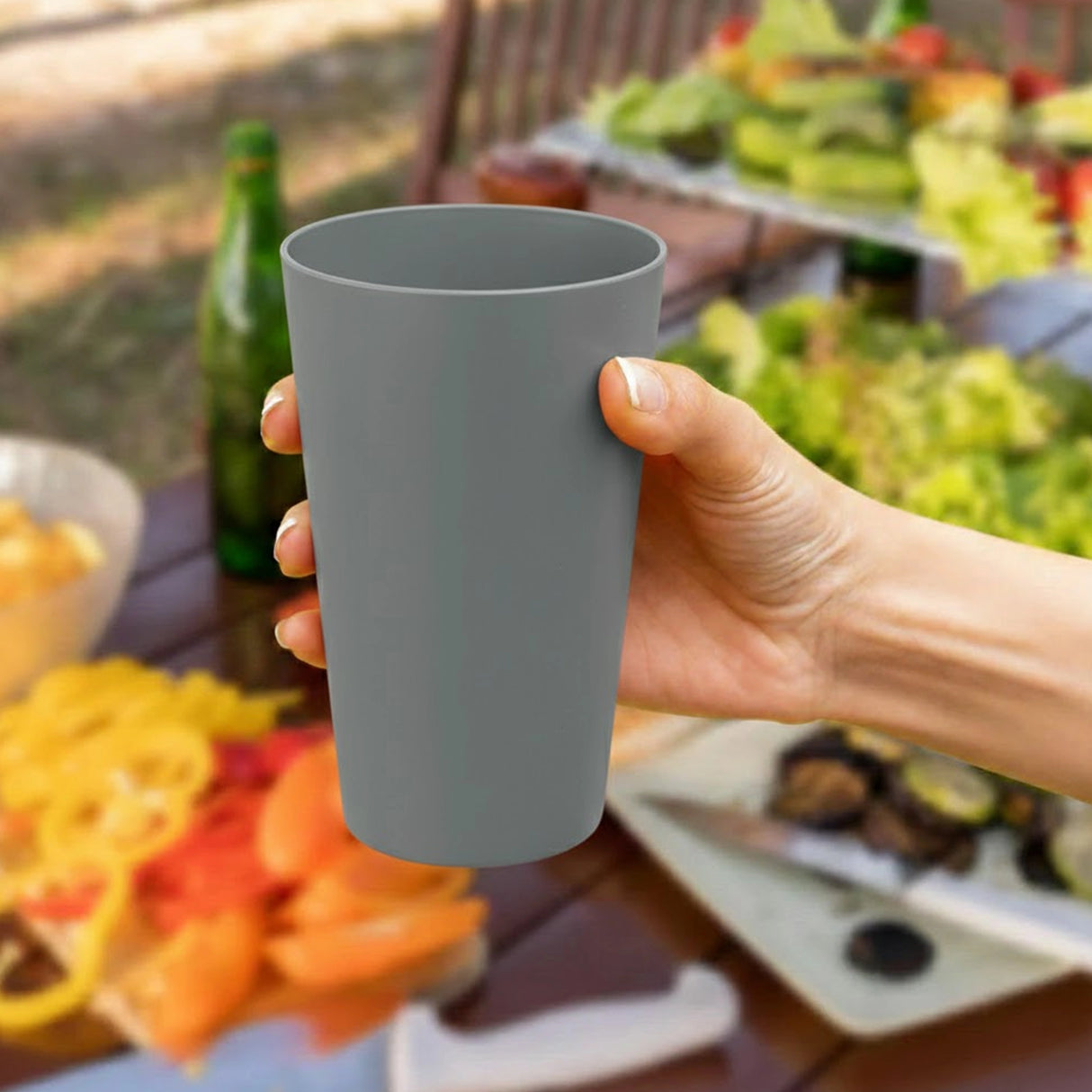 Vaso de Plástico, Color Gris, 850 ml