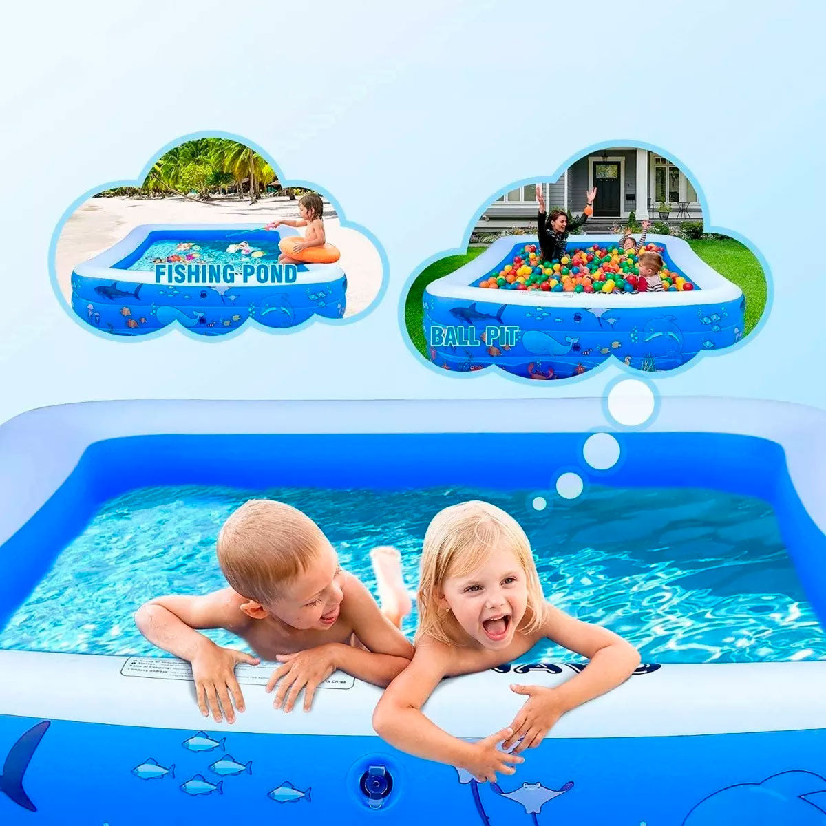 Piscina Inflable Familiar, color Azul, Funavo