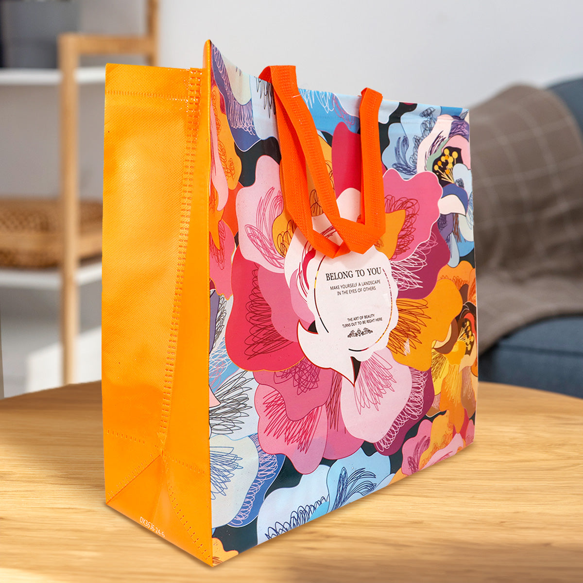 Bolsa Multiusos de Plástico con Diseño Floral color Naranja