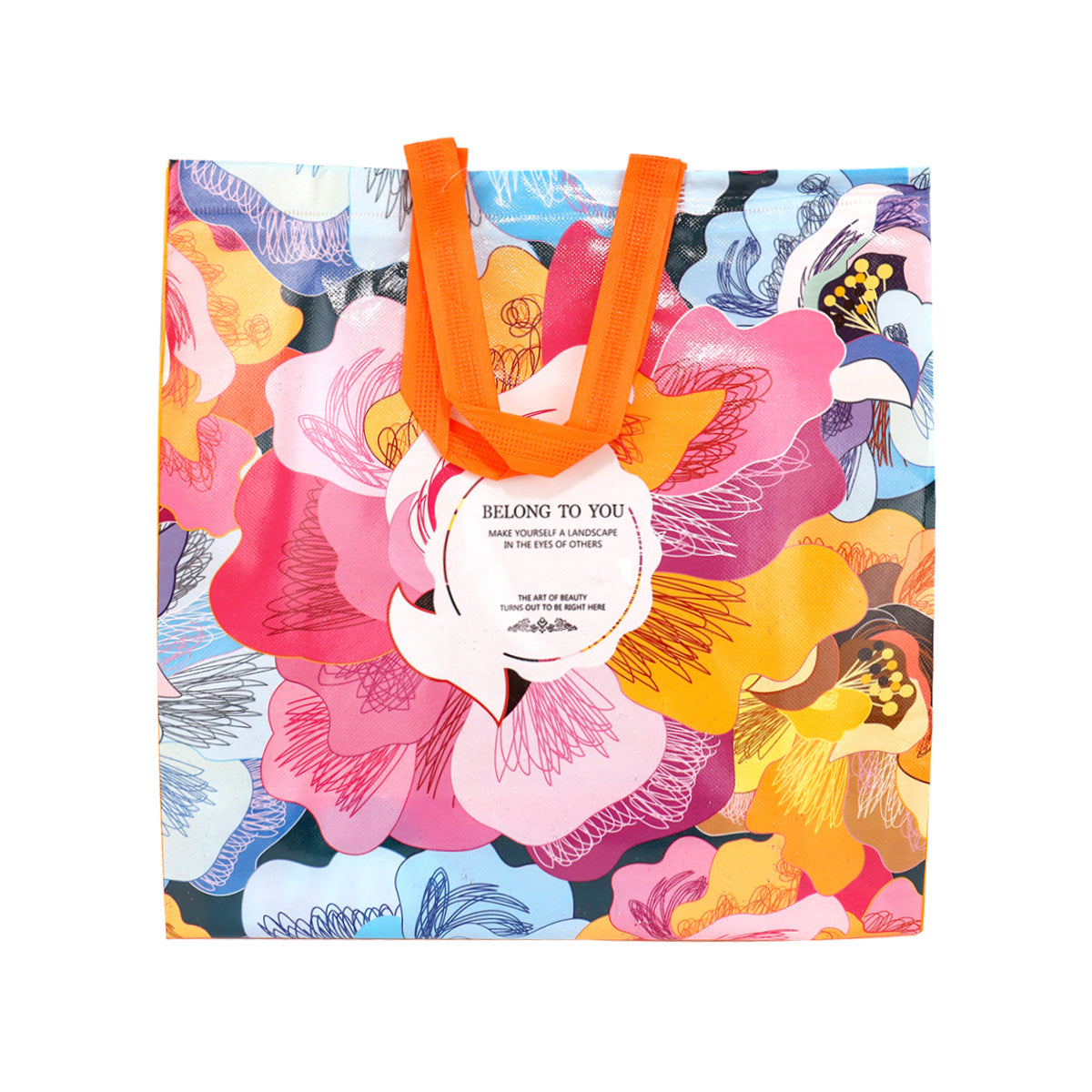 Bolsa Multiusos de Plástico con Diseño Floral color Naranja