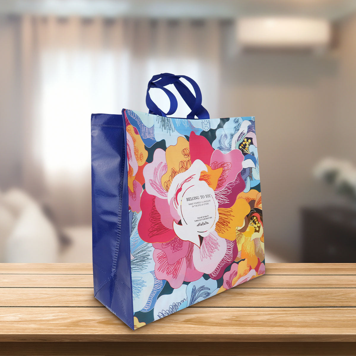 Bolsa Multiusos de Plástico con Diseño Floral color Azul Rey