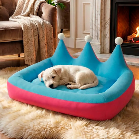 Cama para Mascota en Forma de Corona, Color Azul