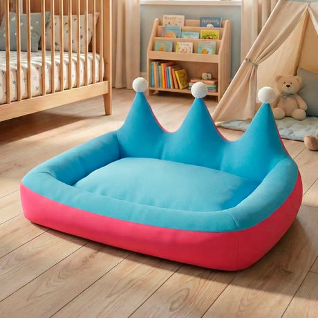 Cama para Mascota en Forma de Corona, Color Azul