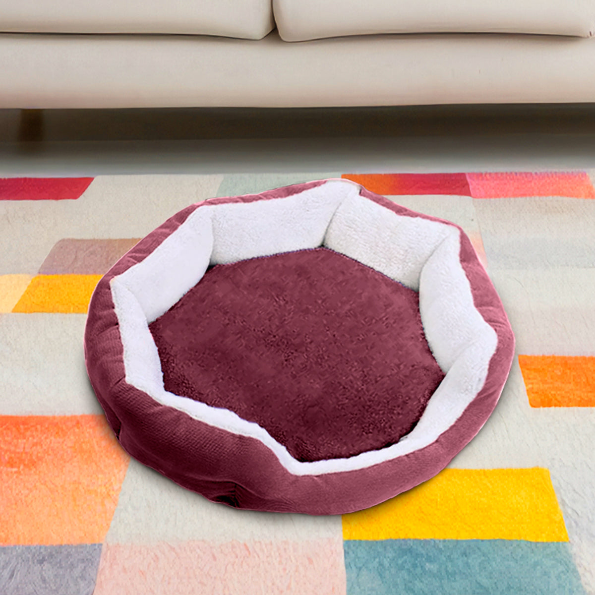 Cama Forma Heptágono para Mascota, Color Morado
