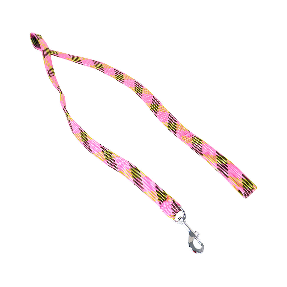 Correa Doble Tejido para Mascota, Color Rosa con Amarillo