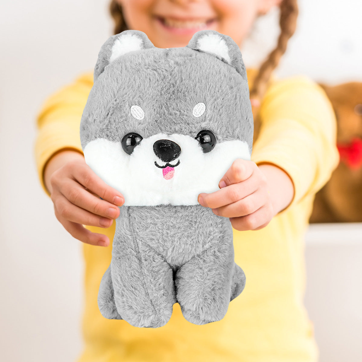 Perrito Husky de Peluche Suave color Gris