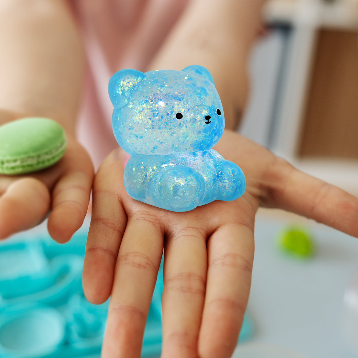 Oso de Slime con Glitter color Azul