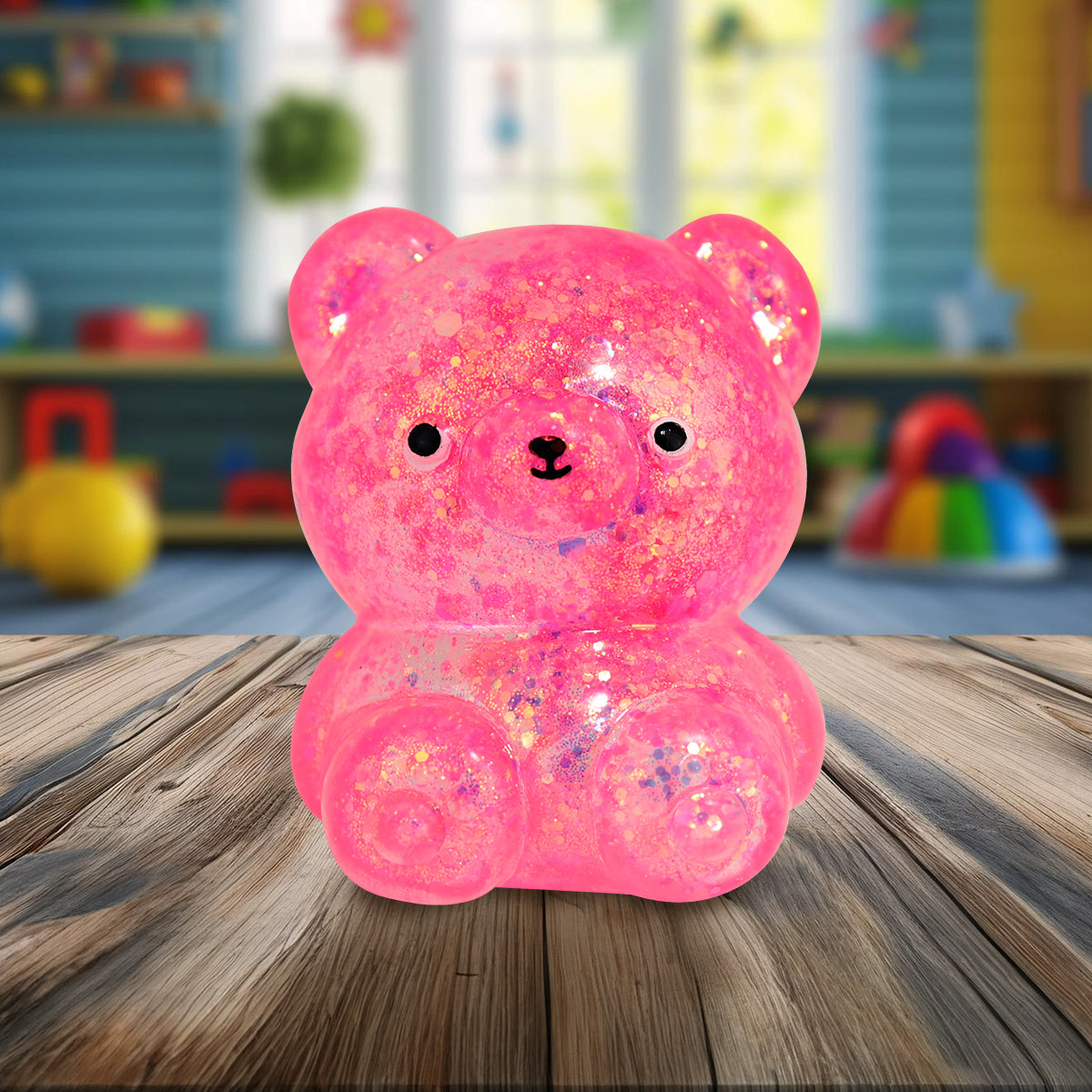 Oso de Slime con Glitter color Rosa