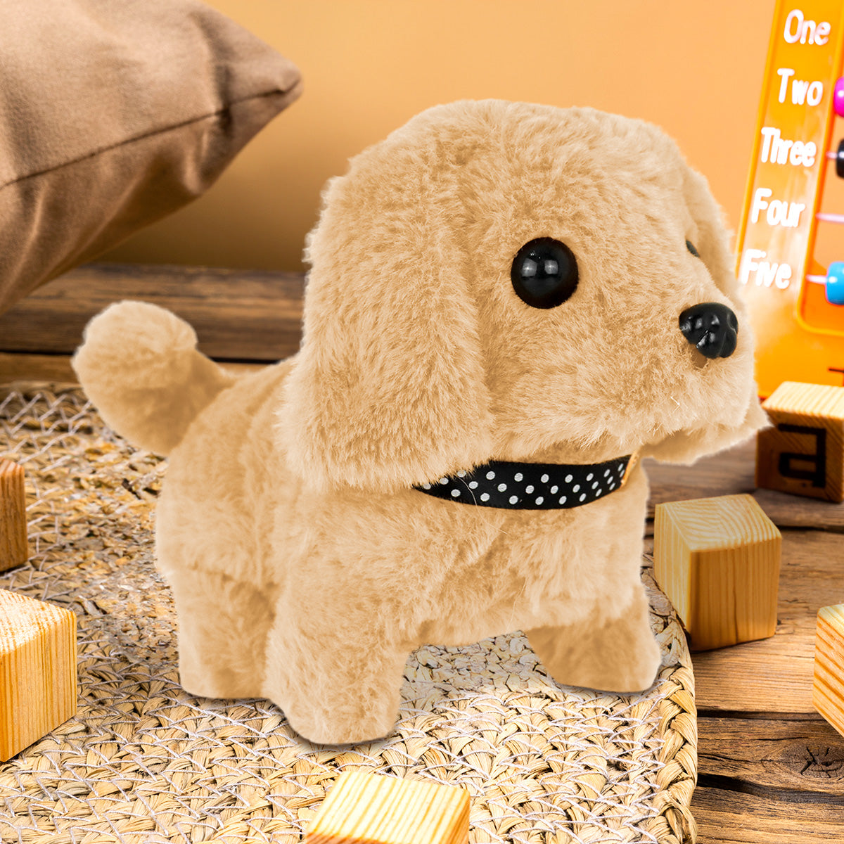 Perro de Juguete Eléctrico de Peluche color Beige