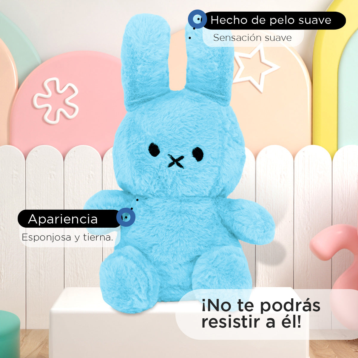 Conejo de Peluche, color Azul 25cm