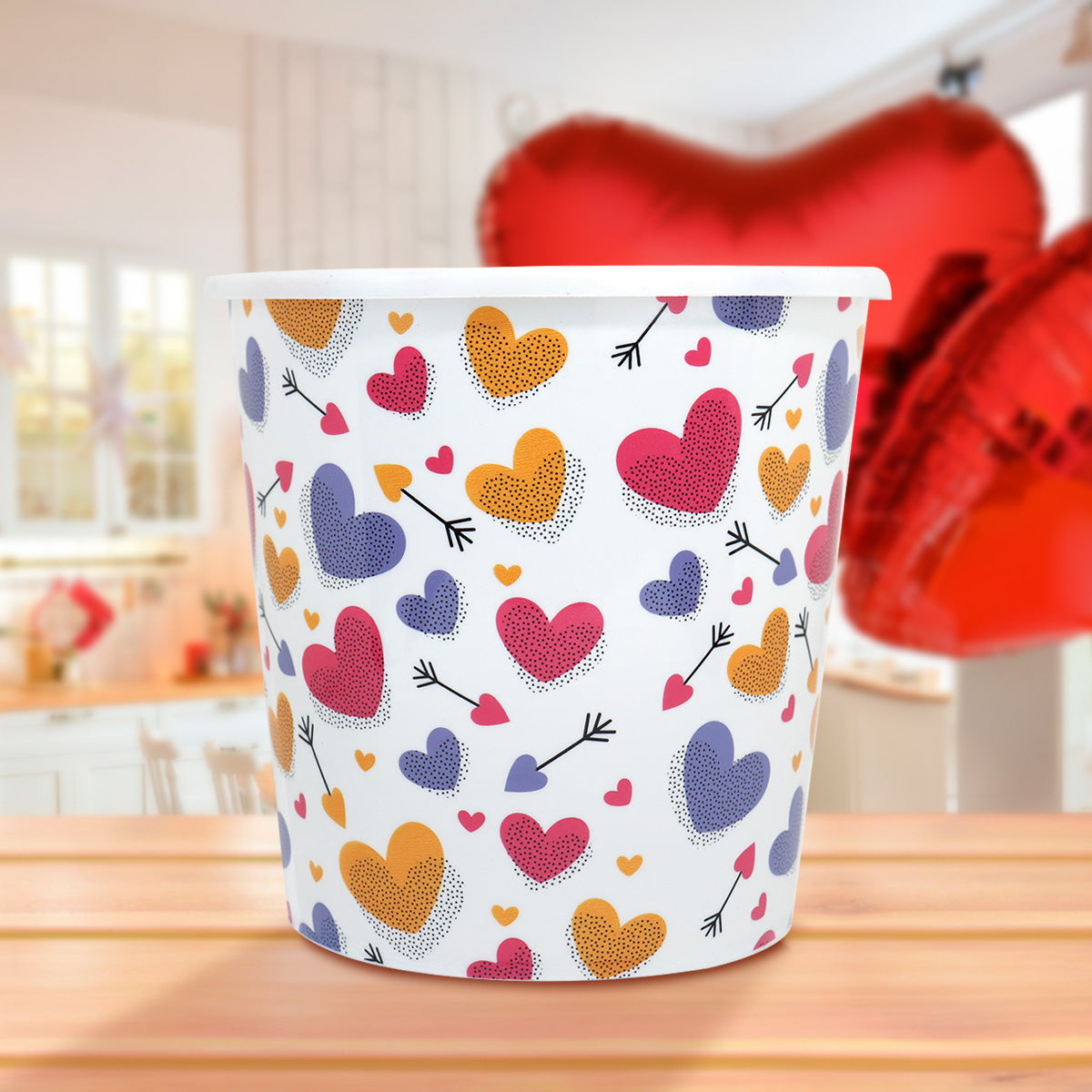 Palomero para San Valentín, con Diseño de Corazones color Blanco