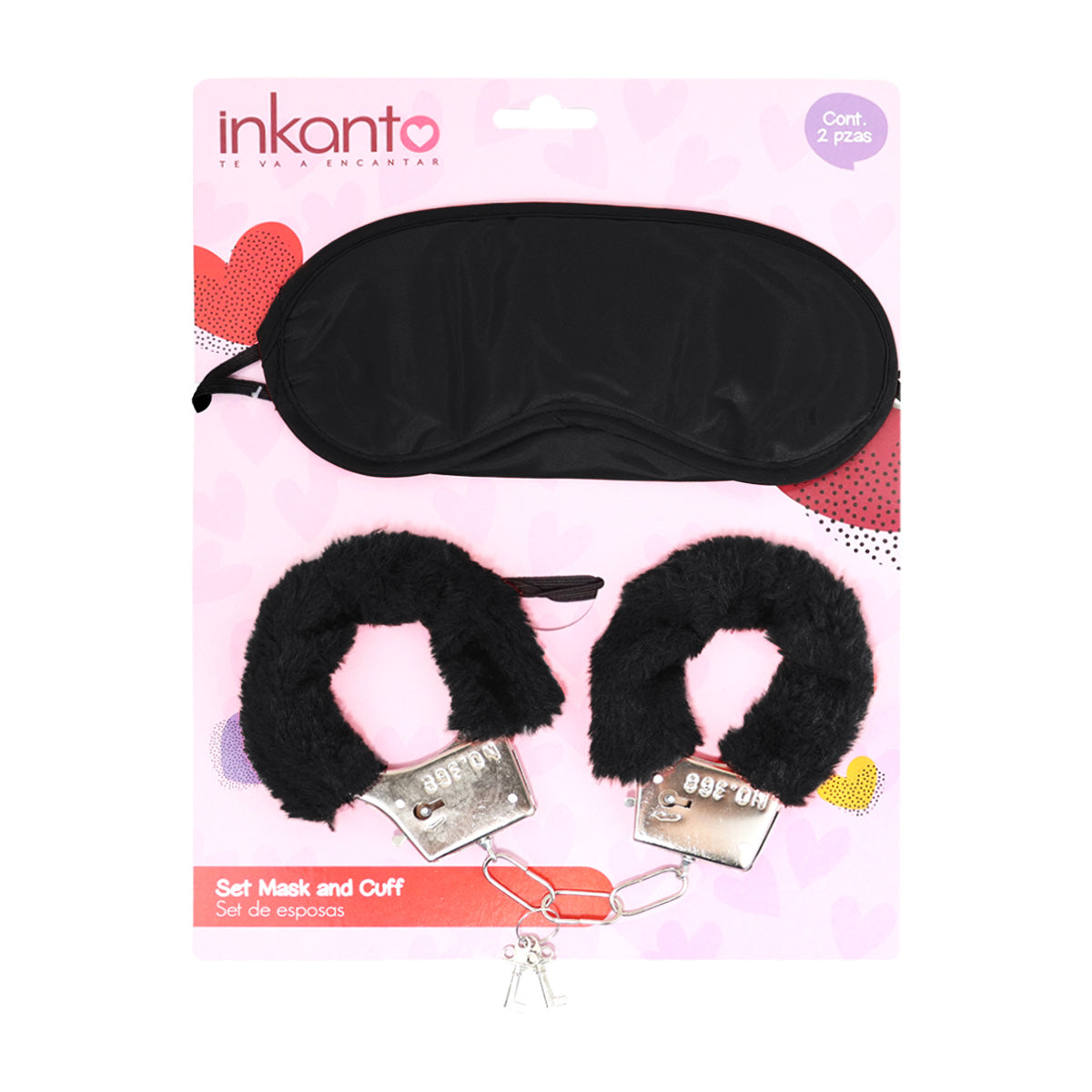 Esposas de Juguete con Antifaz de Peluche, color Negro