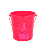 Cubeta de Plástico Diseño "I Love You", color Rojo