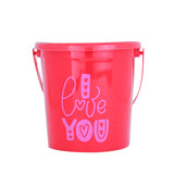 Cubeta de Plástico Diseño "I Love You", color Rojo