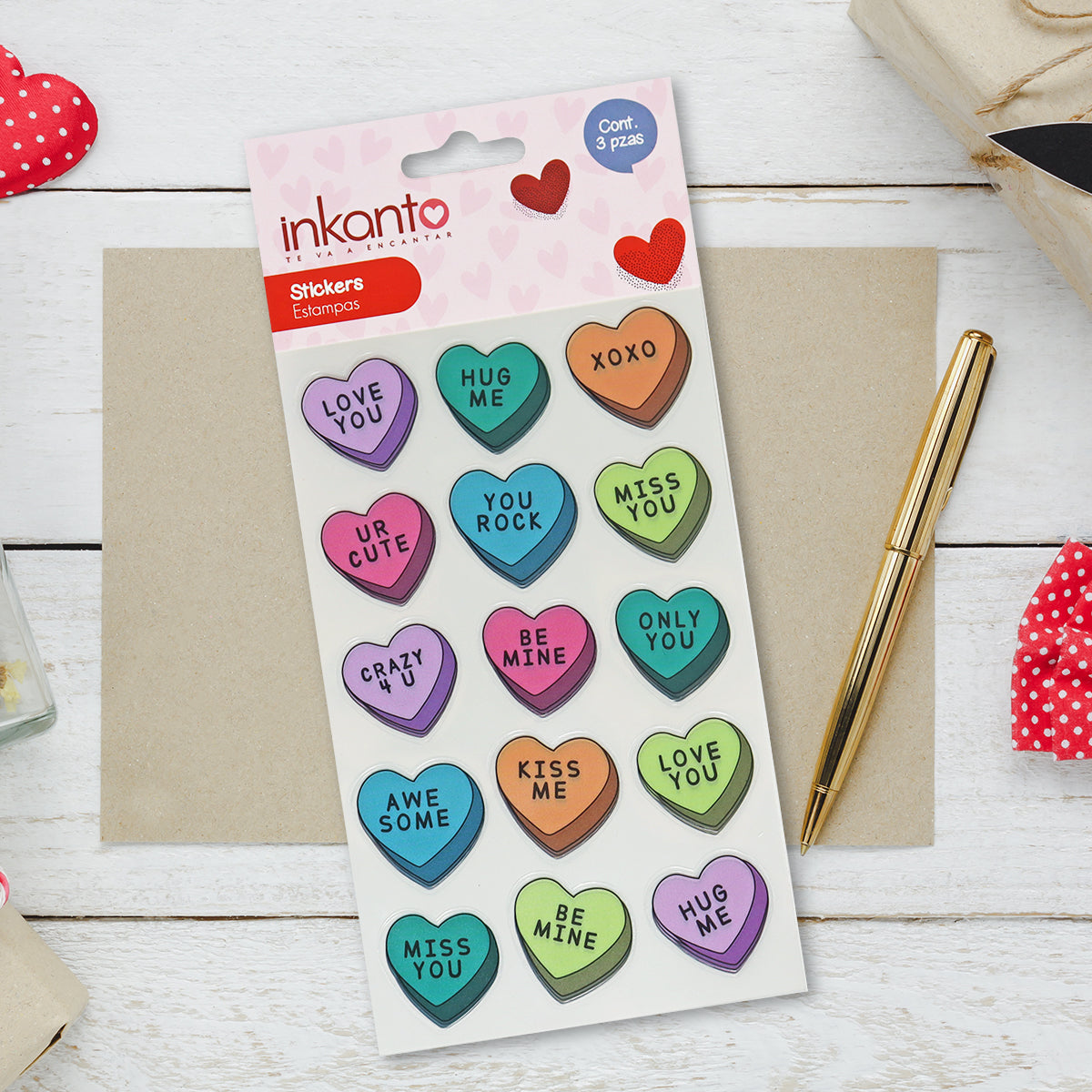 Stickers Corazones de Colores