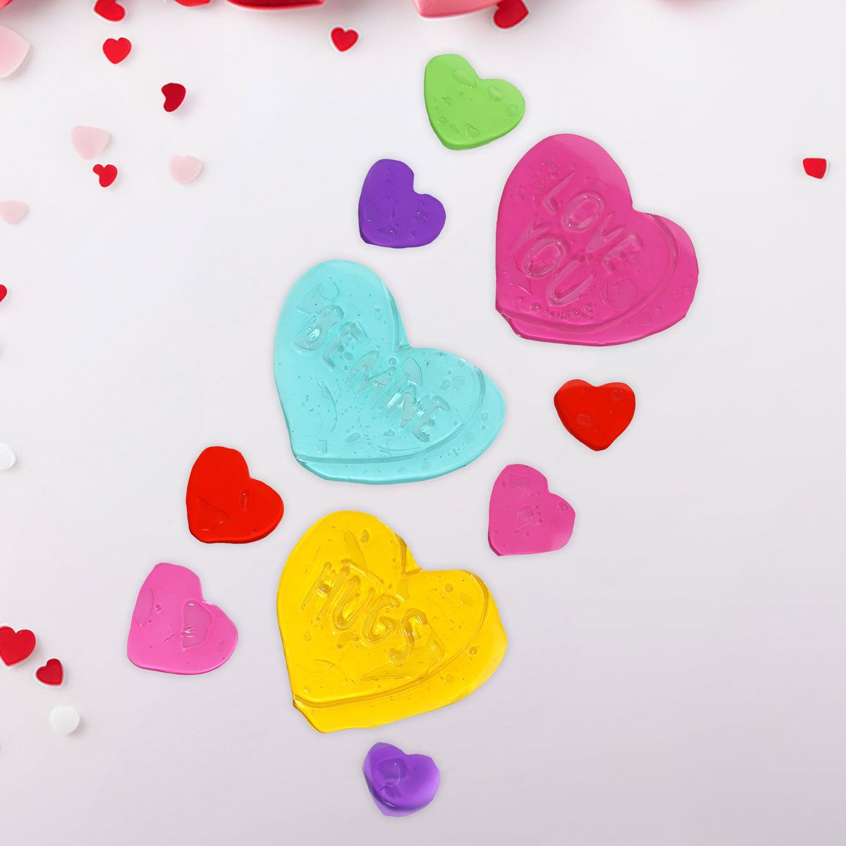 Corazones de Colores Gel Clings, Set de 10 Pzas