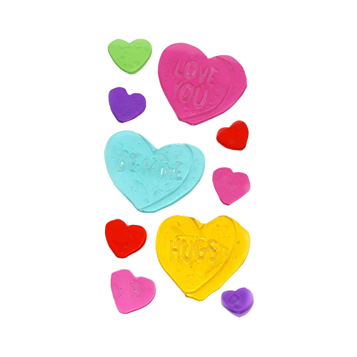 Corazones de Colores Gel Clings, Set de 10 Pzas