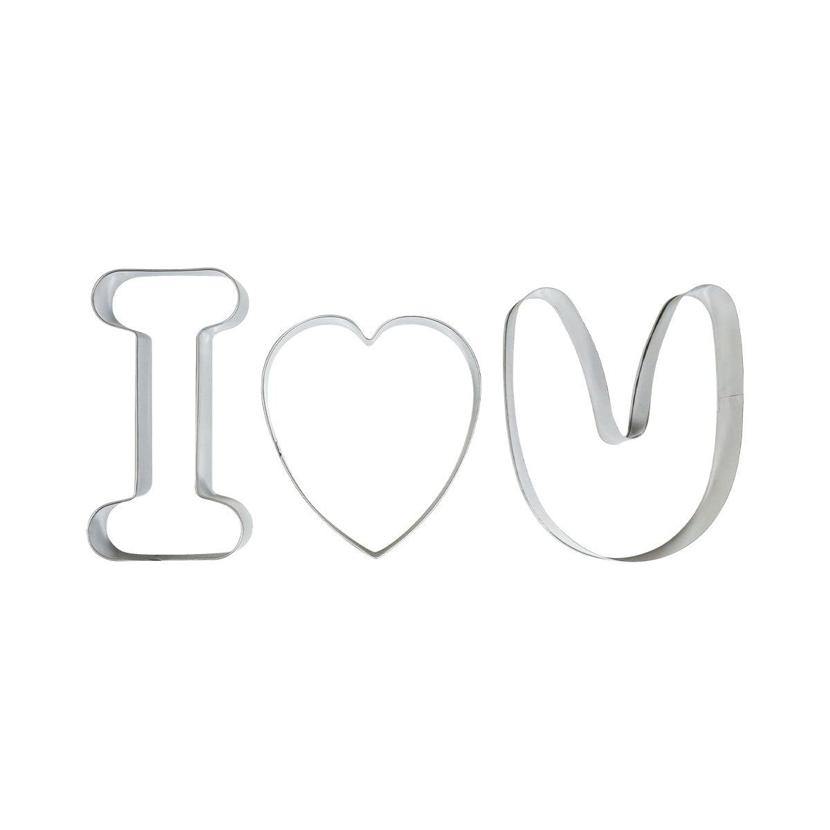 Moldes Cortadores para Galletas en Forma "I Love", Aluminio