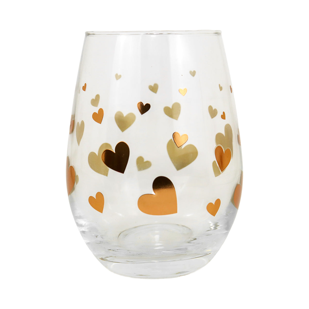 Vaso de Vidrio con Corazones Dorados, 380 ml