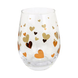 Vaso de Vidrio con Corazones Dorados, 380 ml