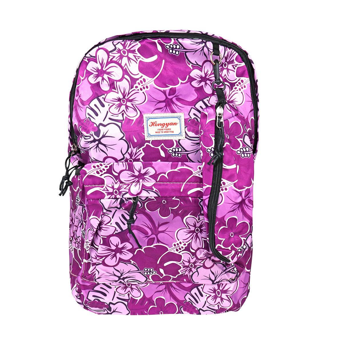 Mochila con Diseño de Flores, Color Morado