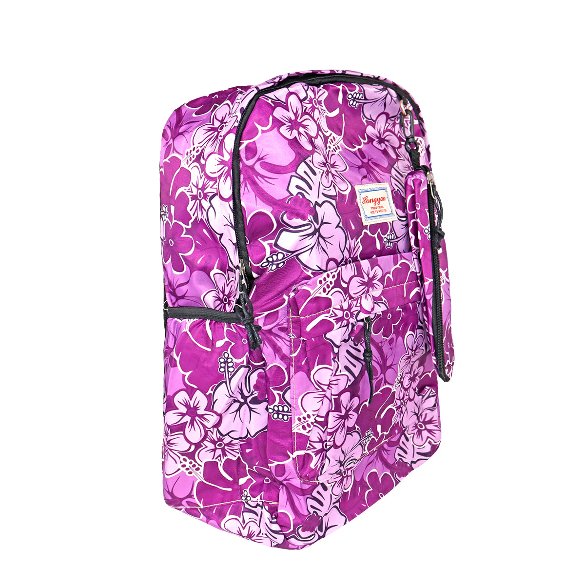 Mochila con Diseño de Flores, Color Morado