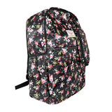 Mochila con Diseño de Flores, Color Negro
