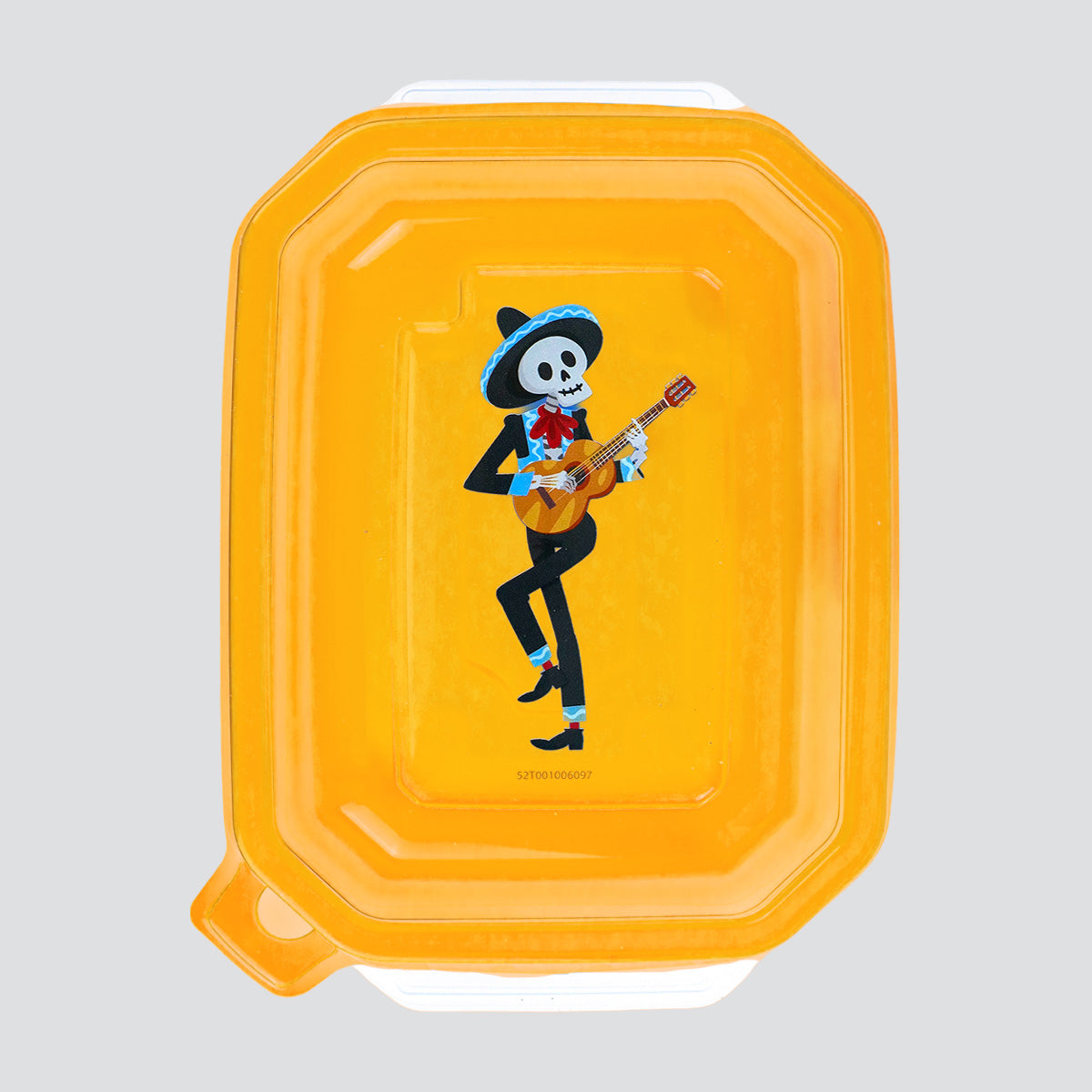 Contenedor Transparente Día de Muertos, Tapa Color Naranja, 2 pzas